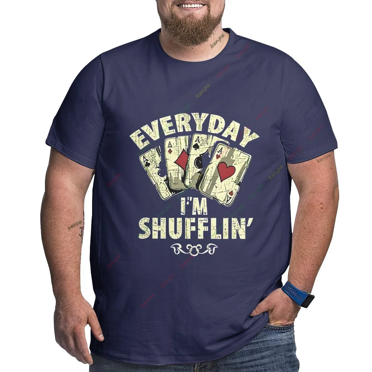 キングオブハーツオム-tシャツグラフィックポーカーカード-tシャツピュアコットンオーバーサイズ半袖-tシャツ原宿ストリートウェア-6xl-5xl-ブルー