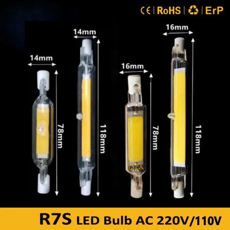 LED R7S COB Glass Tube 78mm 118mm High Power J78 J118 COB Light Bulb AC110V AC220V Home Lighting Replace Halogen Lamp