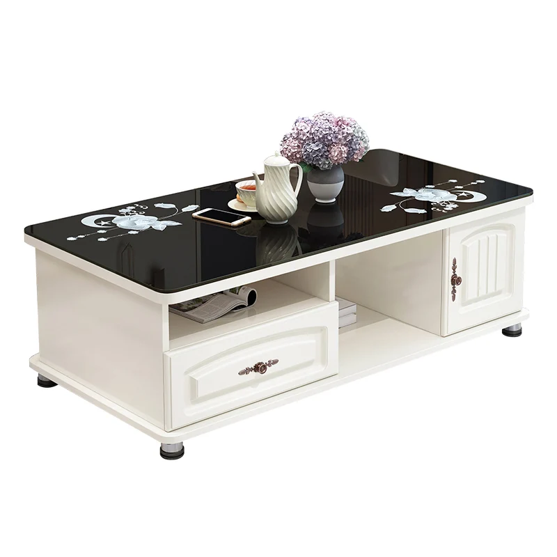 

Tea table, living room, home use, European marble TV combination, simple small apartment, rounded glass tea table