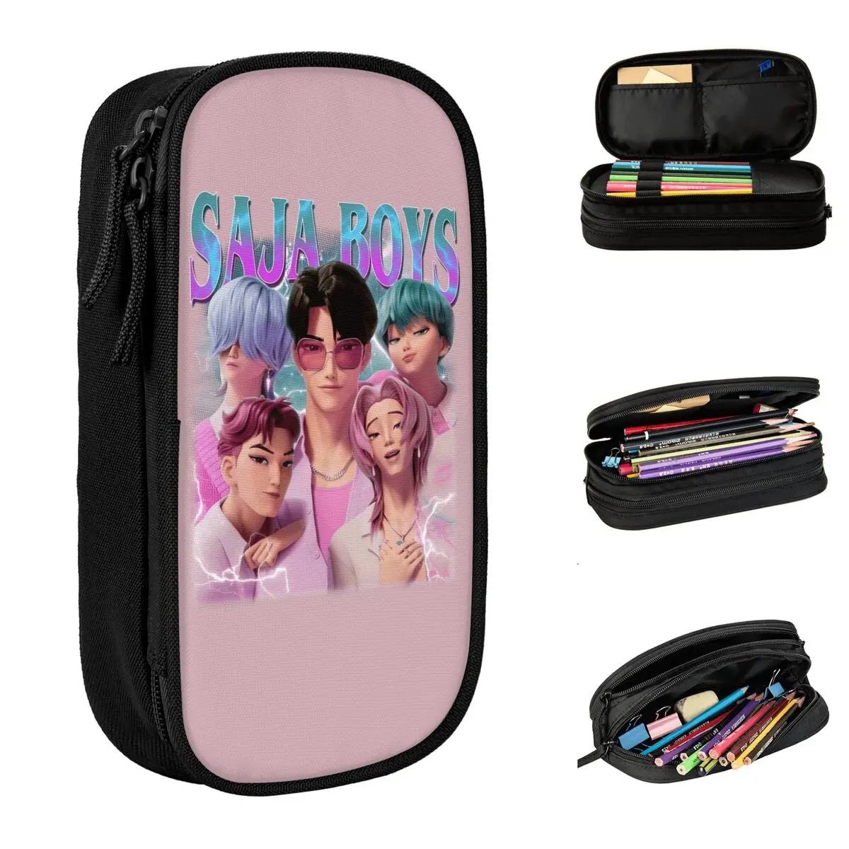 

Cool Pencil Case Saja Boys Kpop Demon Hunters Cartoon Style Pen Box Back To School Pencil Cases Child Zip Stationery Organizer