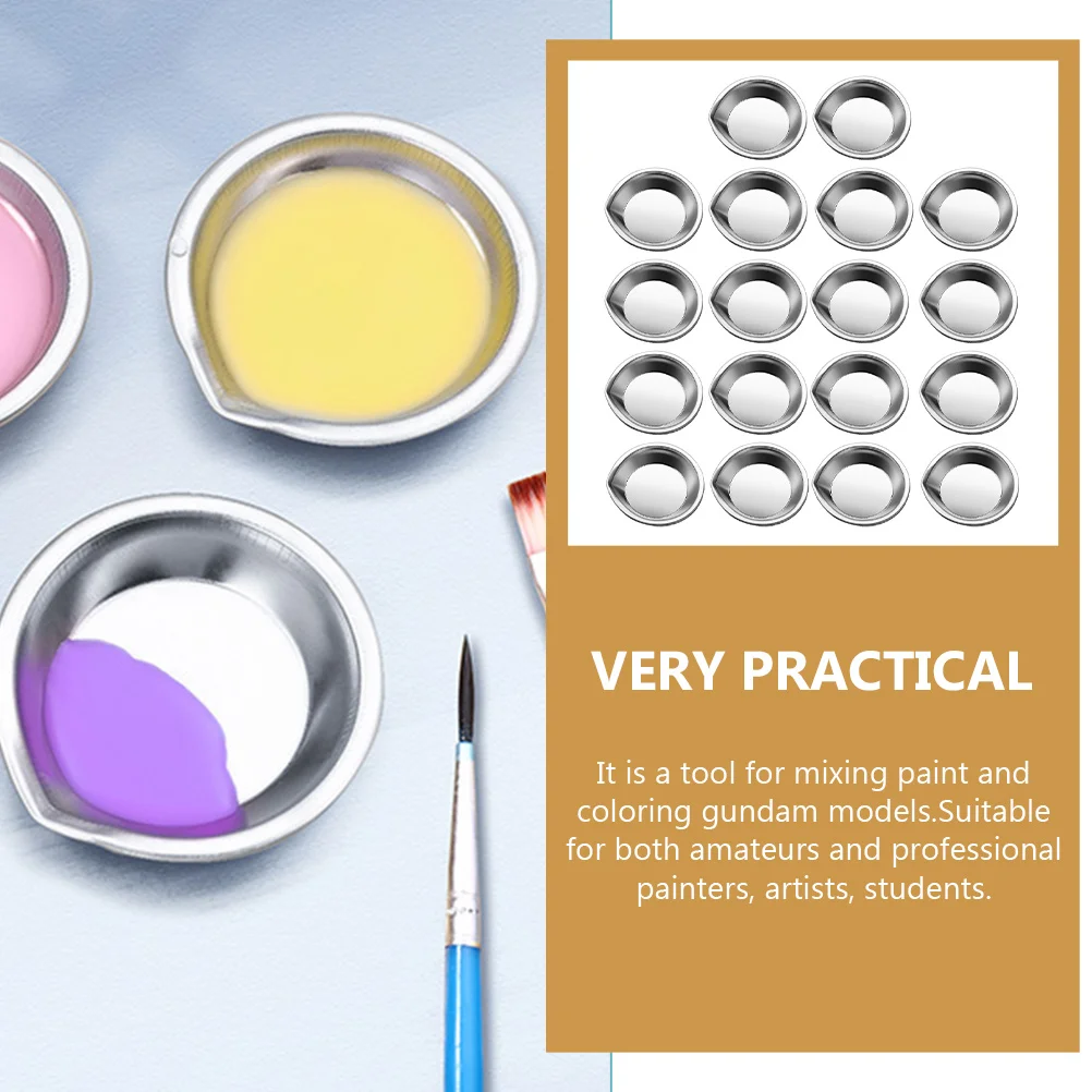 6 Pcs Pour Mouth Palette Watercolor Trays Reusable Painting Stainless Plate Metal School Accessory Steel Supply Child