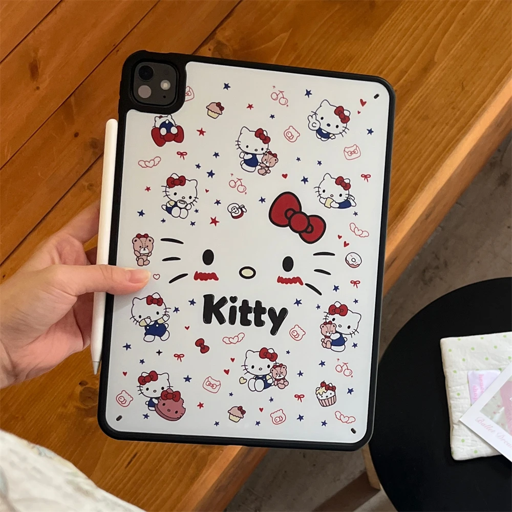 

For iPad 10 10.9 2022 Pro 11 2024 Air4/5 Acrylic Case Back Shell For iPad 10.2 7/8/9th Mini6 7 9.7 Air11 2025 11th Hello Kitty