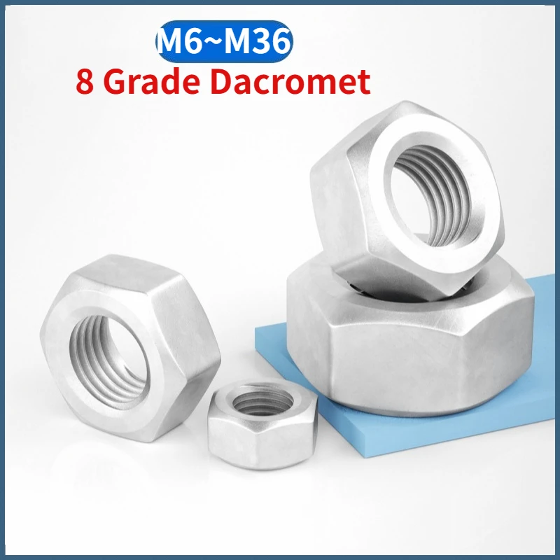 Beicai 1Pc~100pcs M6 M8 M10 M12 M14 M16 M18 M20 M22 M24 M27 M30 M36 Grade 8 Carbon Steel Dacromet GB6170 Hex Hexagon Nut