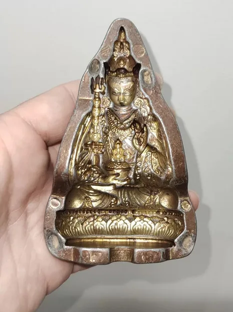 11CM Tibet Guru Rinpoche Tsa tsa Mould Copper Statue
