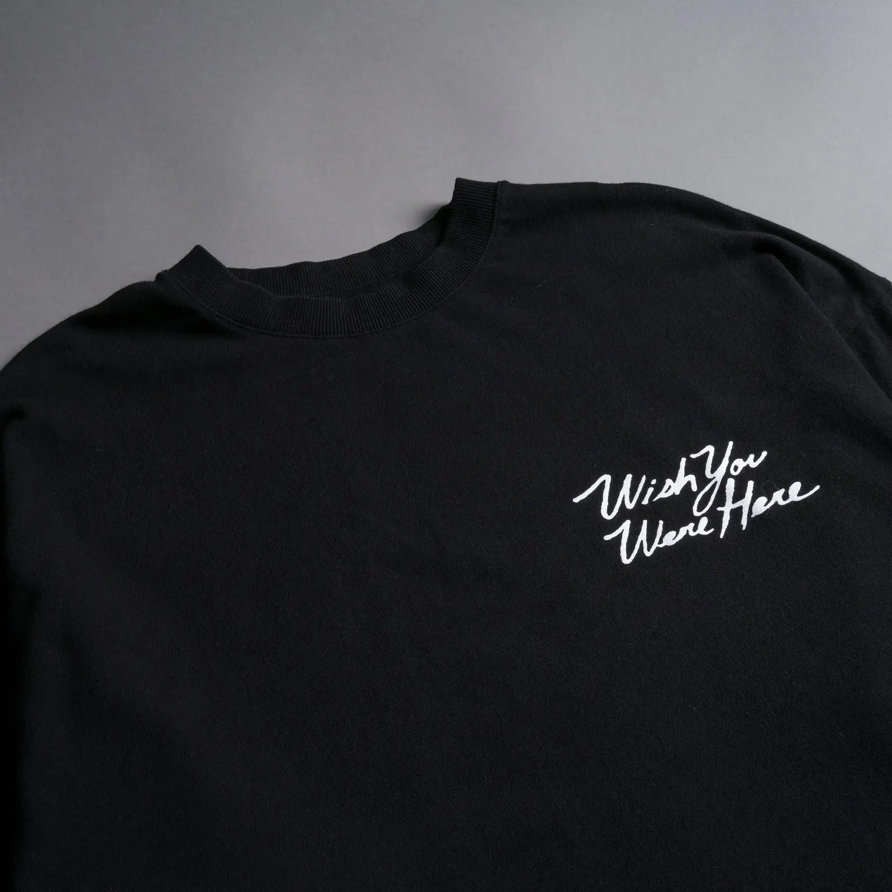 WISH YOU WERE HERE Men T-Shirts Brand American Heavy Weight Large Size T-shirt Pure Cotton Gym Short Sleeve Unisex Hip Hop Tees