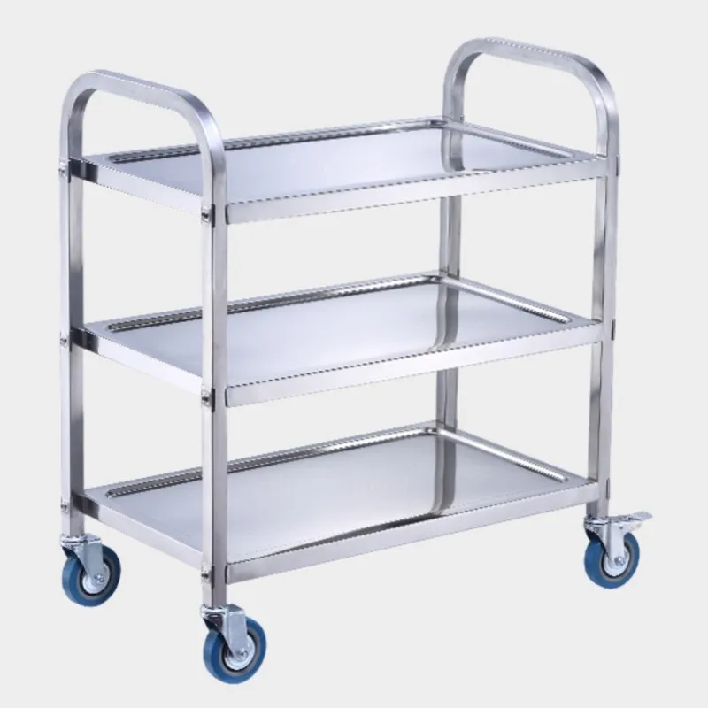 Three-tier Dining TrolleyStainless Steel Receiving TrolleyWine TrolleyMobile TrolleyBowl Trolley Carritos Multiusos Kitchen