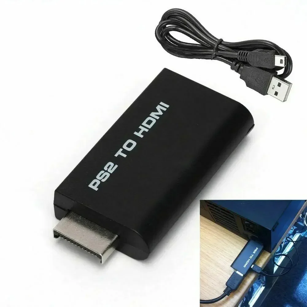 PS2 to HDMI Converter 1080P Full HD Adapter with 3.5mm Audio Output Supports 480i 480p 576i For PlayStation 2 All Modes