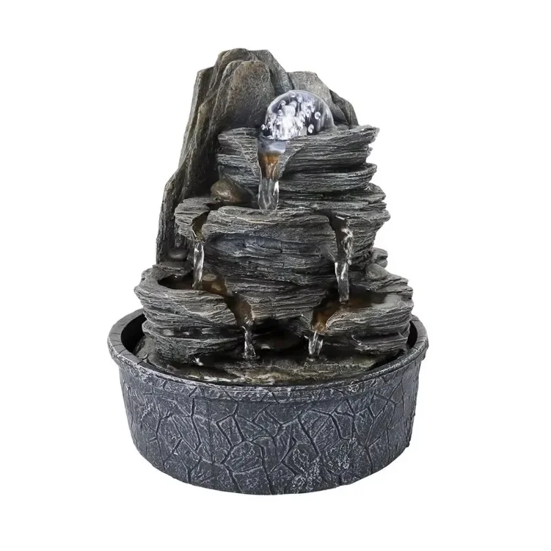 9.8 Indoor Tabletop Crystal Ball Cascade Fountain with Light Emitting Diode Light Home Decoration Products