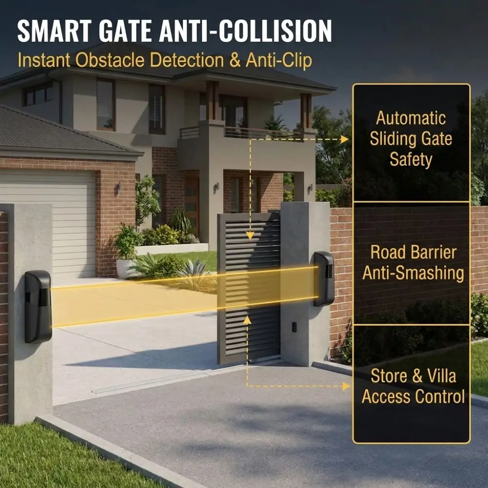 Ideal Black Infrared Beam Sensor ABS Anti-Clip Design Active Infrared Barrier Sensor Anti Theft Function Door Beam Sensor