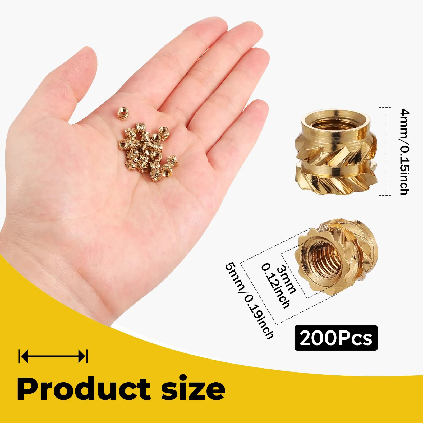 200 ชิ้น M3 ความร้อน-ชุดเกลียวสําหรับการพิมพ์ 3D, Press-in Nuts สําหรับเปลือกพลาสติก, ยานยนต์ & 3D พิมพ์ชิ้นส่วน