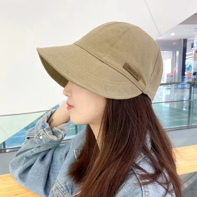 Summer Wide Brim Fisherman Hat Women Foldable Sunshade Visors Fisherman Cap Female Adjustable Outdoor Sports Bucket Panama Cap