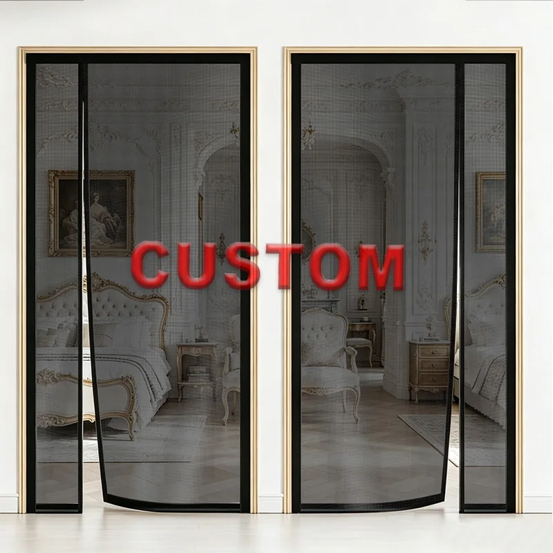 Side Opening Magnetic Door Screen Mosquito Net Black Invisible Fine Mesh Anti-Mosquito Fly Insect Screen for Summer Indoor Use
