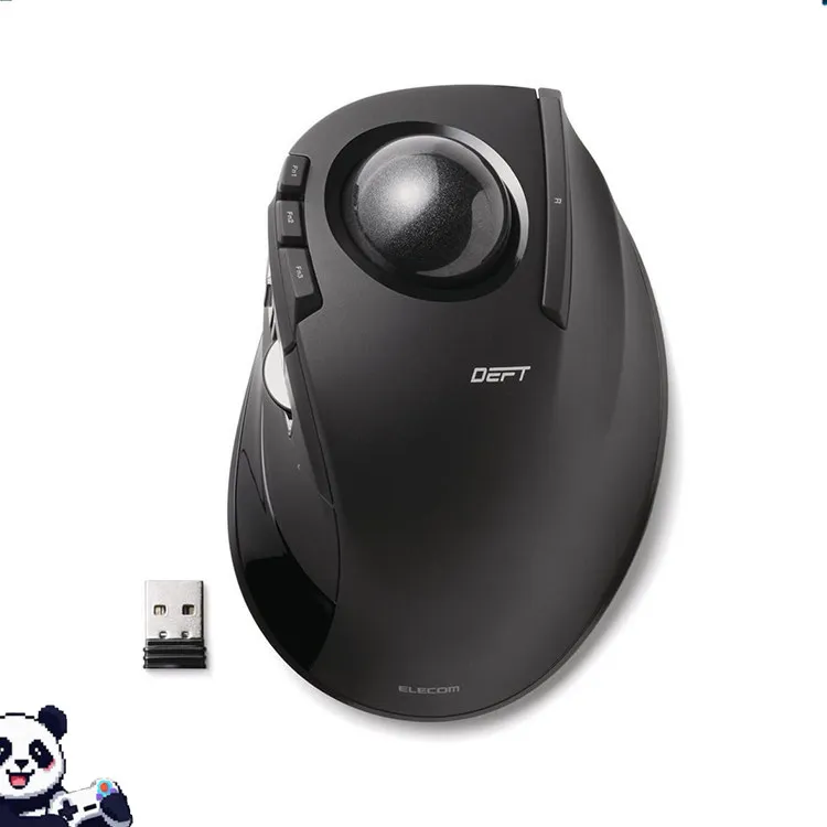 Elecom  M-Dt1drbk Wireless Multi Button 8-Key Black Trackball Mouse Programming Office Games Pc Desktop Laptop Accessories