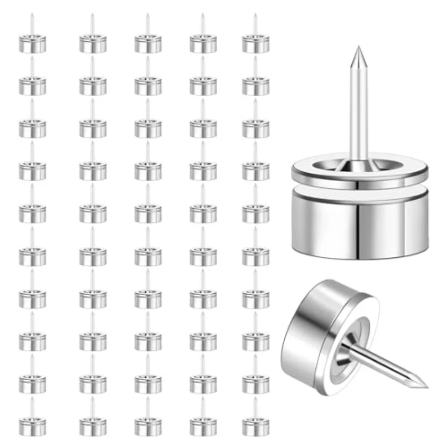 

Magnetic Push Pins 50 Sets Magnet Thumbtack for Board [1s Quick Pin][No Hole Hang Way] Poster and Photo Hangers Push Pin Magnet
