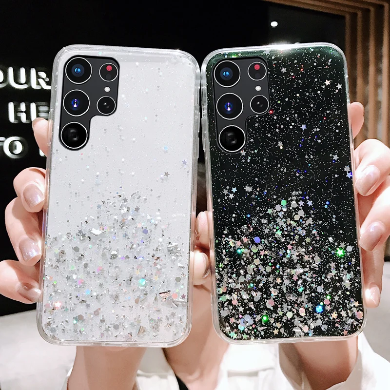 Luxury Fashion Glitter Case For Samsung Galaxy S24 S24Plus S23 S23FE S22 S21 S20 S10 S9 Plus Note 20 10 Soft Crystal Bling Cover