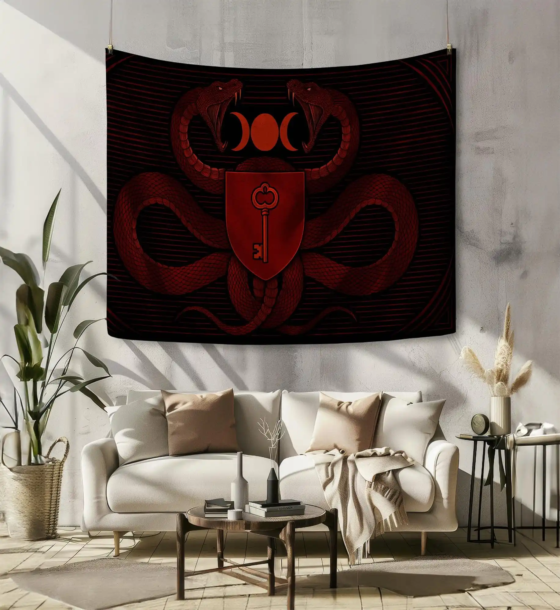Large Red Serpent Goddess Wall Tapestry Bohemian Witchy Mystical Decor for Bedroom Living Room Gothic Art