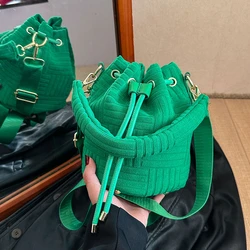 Green Velour Bucket Shoulder Crossbody Bags Women Designer Handbag Purse Fashion Towel Embossed Clutch Bag Lady's Messenger Bags