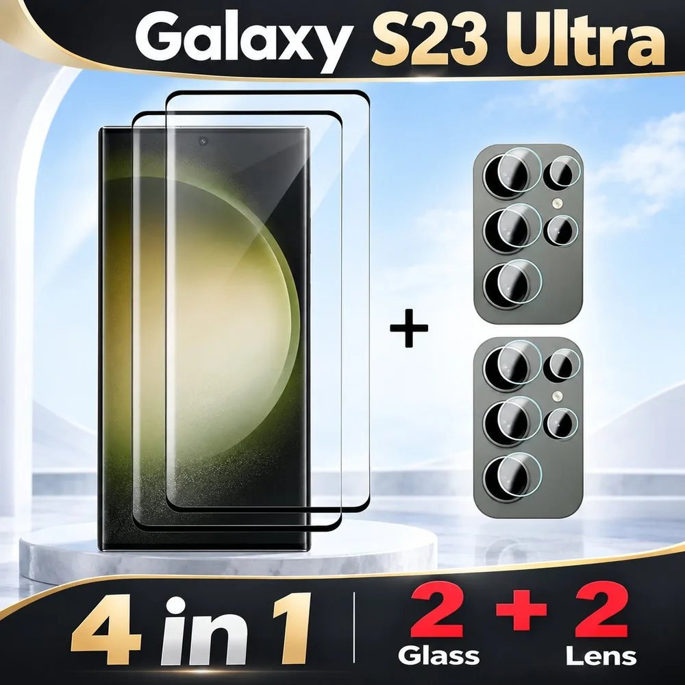 2+2PCS Camera Lens Screen Protector For Samsung Galaxy S24+ S24 S24 FE Tempered Glass For Samsung Galaxy S23 Ultra S23+ S23 HD