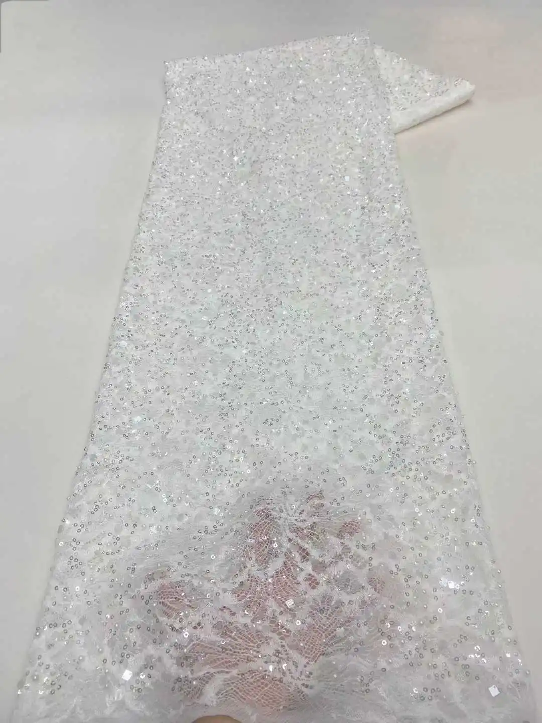 ผ้าลูกไม้แอฟริกันคุณภาพสูงสีดำ 5 หลา ปี 2025 ผ้าตาข่ายฝรั่งเศสประดับลูกปัดและเลื่อม สำหรับตัดเย็บชุดเดรส ผ้าทูลปักลายแบบไนจีเรีย