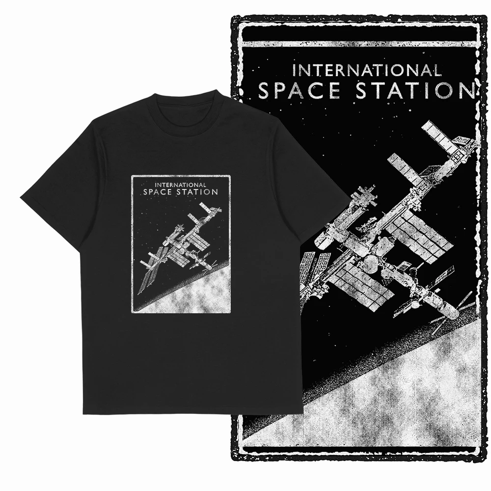 رائد الفضاء نمط 2025 الرجال النساء حجم كبير الرجعية الأسود رواية الساخن بيع القطن الخالص تي شيرت #3