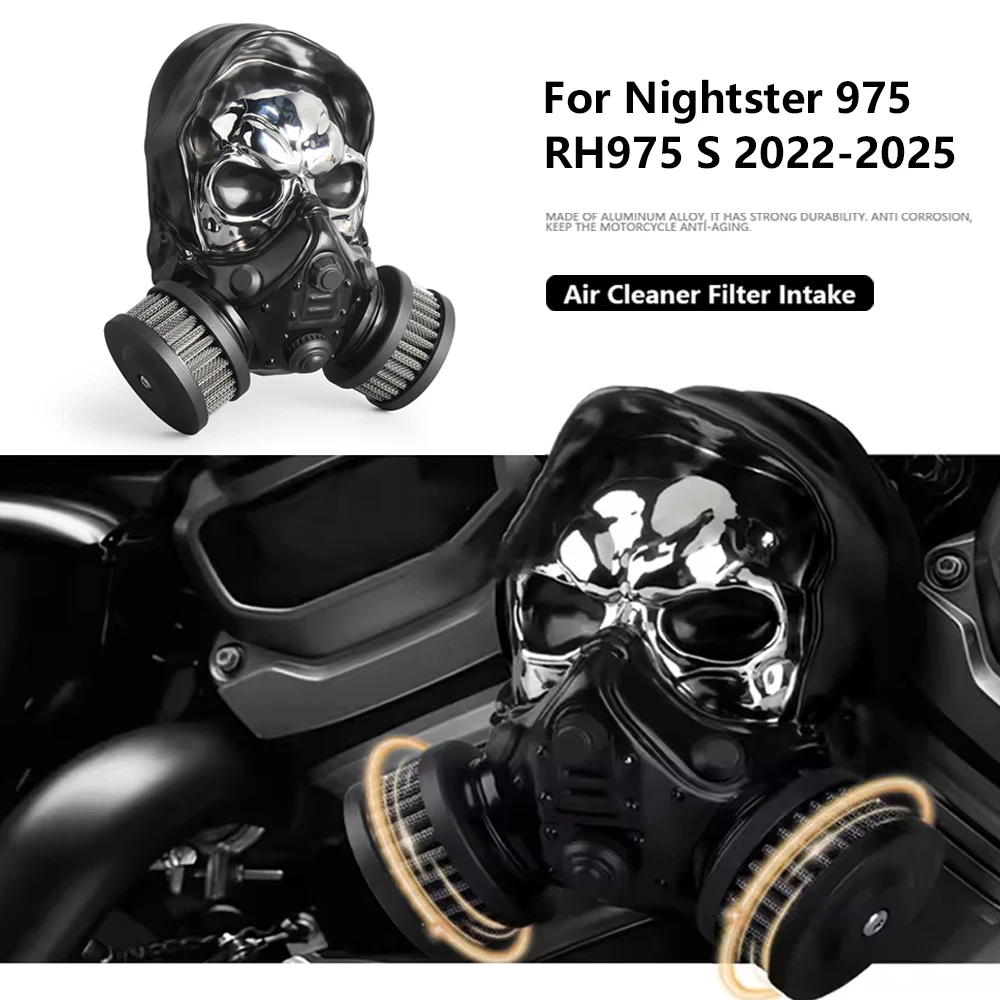 

Motorcycle Accessories Skull Air Filter CNC Aluminum Magnesium Intake Air Cleaner Kit For Nightster 975 RH975 S 2022-2025 2023