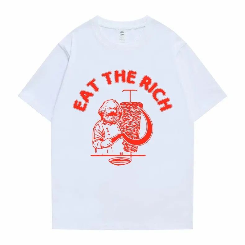 Eat The Rich Doner D%C3%B6ner Kebab Karl Socialist Marx Hasan Piker Graphic T-shirts New Funny Men Women Casual Oversized Tshirt