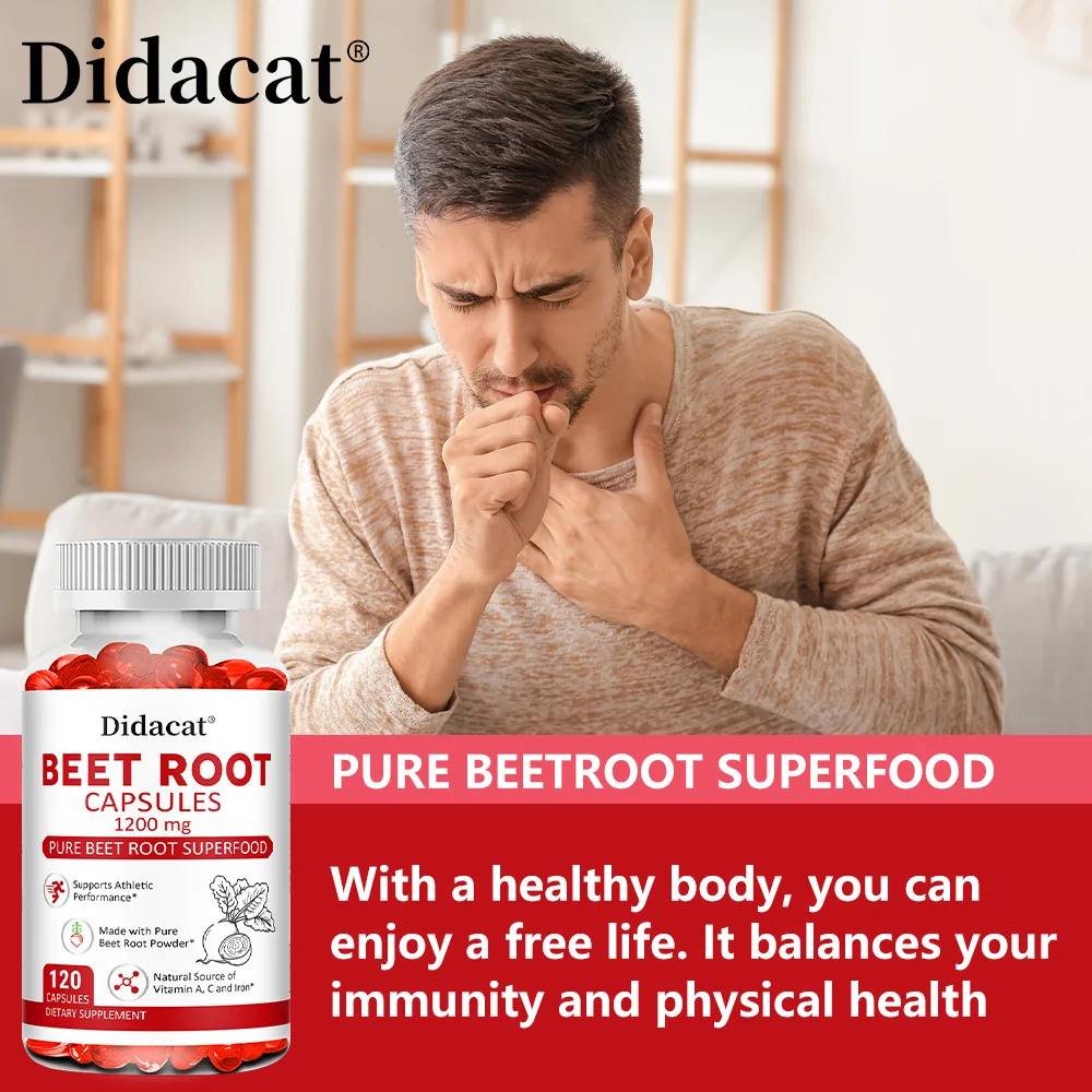 Beet Root Capsules - Blood Pressure Support, Heart Health, Improves Circulation, Blood Flow Supplement, Enhances Immunity