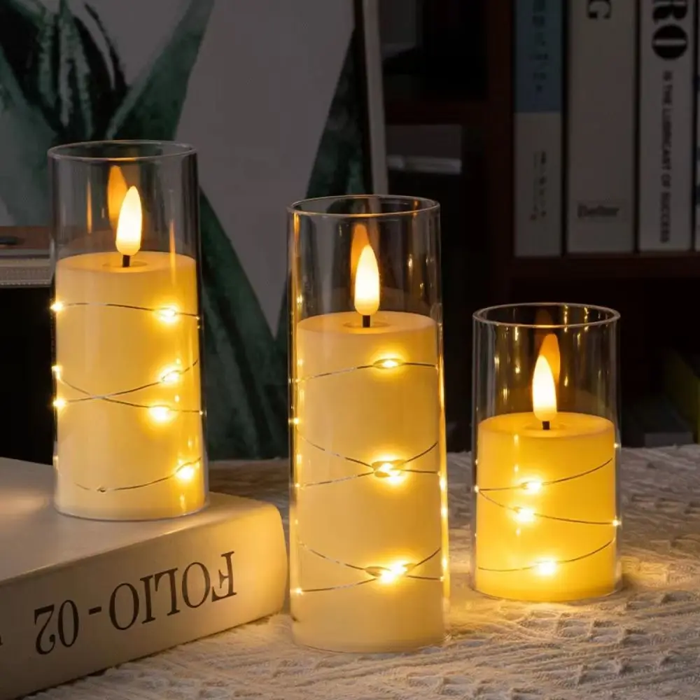 

Creative Electronic Candle Light Battery Operated Decorative Swing Flameless Candles Waterproof Portable Warm Glowing Candles