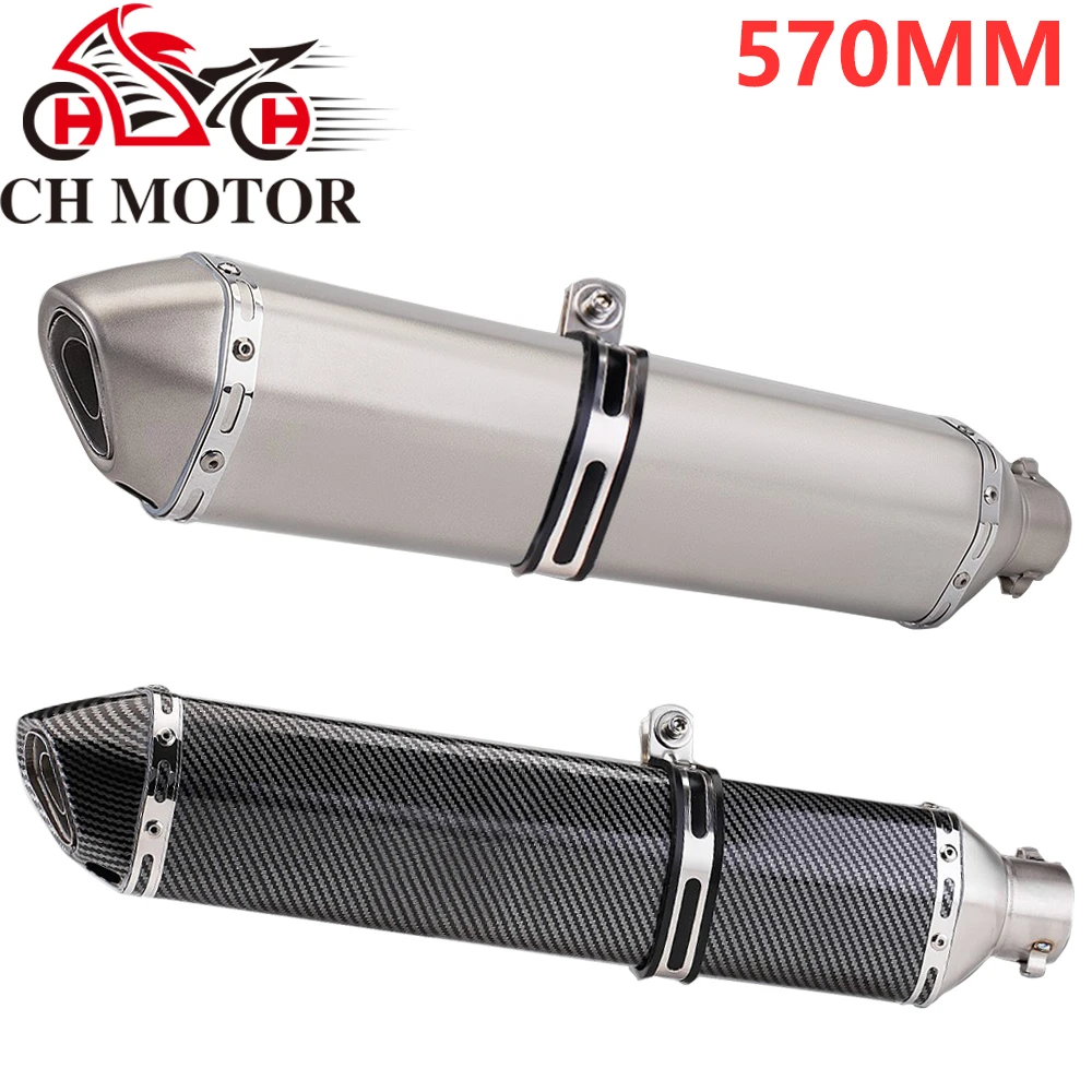 

" Universal 51MM Motorcycle Stainless steel Exhaust Pipe 570mm for ninja400 R3 Z900 S1000RR MT-07 pcx160 duke390 R1"