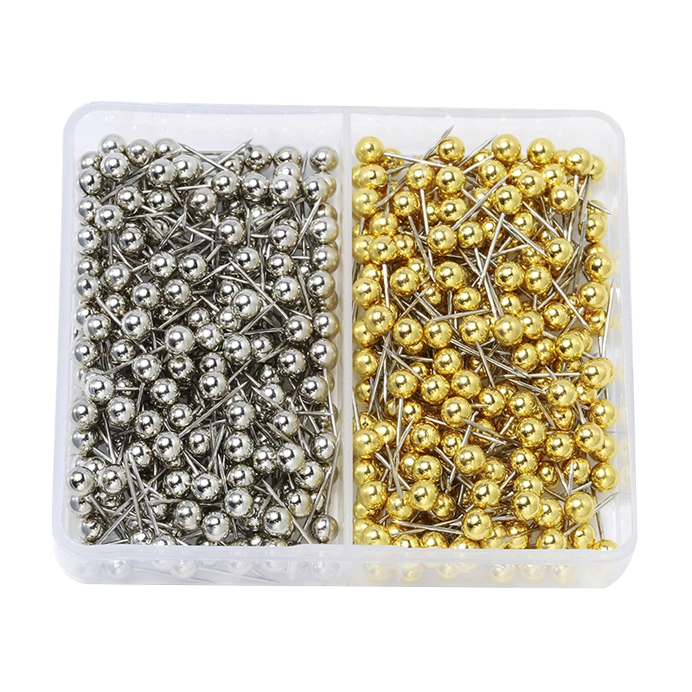 

400 Pcs Round Push Pin Map Tacks Drawing Pins Needle Head Metallic Color Office DIY Cork Board Travel Map
