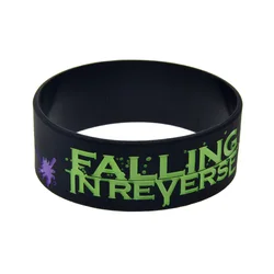 1 PC Falling In Reverse 1 Inch Wide Silicone Rubber Bracelet Black For Music Fans