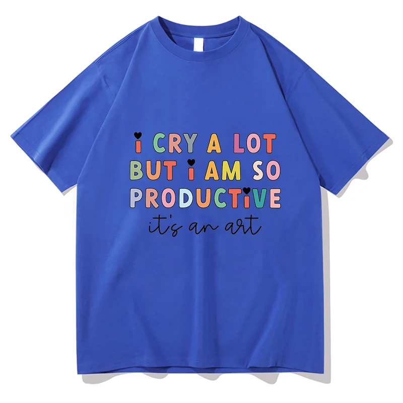 TTPD T-shirt Manga Graphic I Cry A Lot But I Am So Productive Tee Women Cute Top Men Short Sleeve Summer Kawaii Couple Clothes