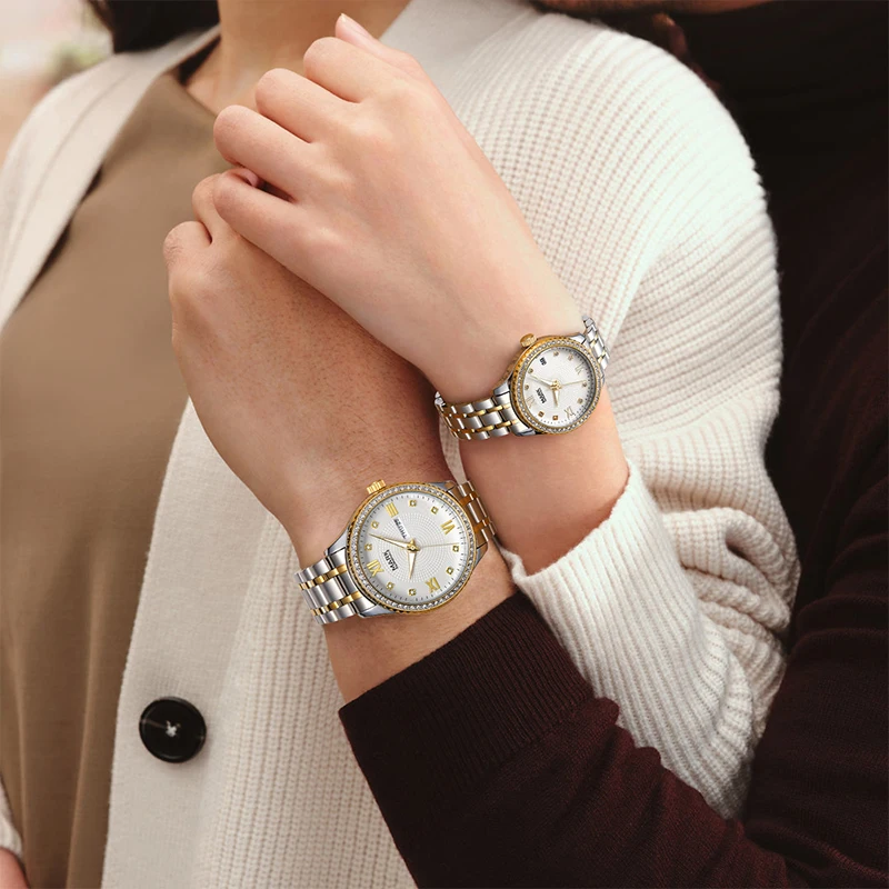 Mark Fairwhale Women's Quartz Movement Watch with Diamond Accents Gold Alloy Case And Stainless Steel Band Fashion Date Dial