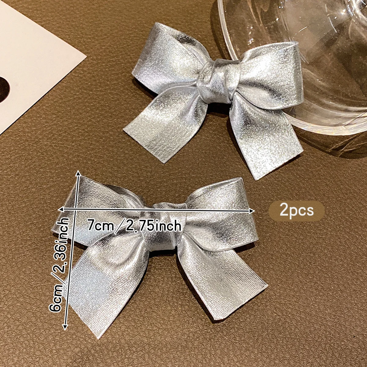 2 silver bow hair clips, fashionable and sweet style hair accessories suitable for daily use