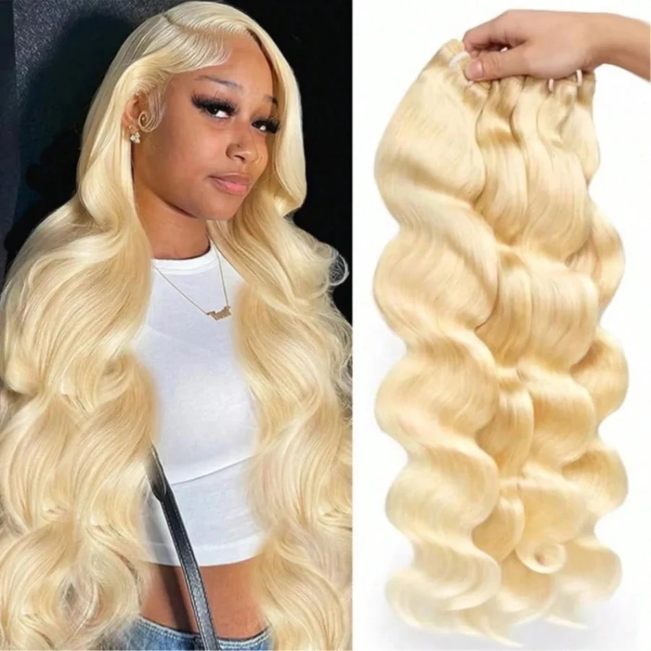 

613 Body Wave Blonde Bundles Human Hair 10-30 Inch Unprocessed 16A Grade Brazilian Virgin Hair Bundles 1-5 Bundles Human Hair 613 Blonde Bundle Versatile Styling For Women