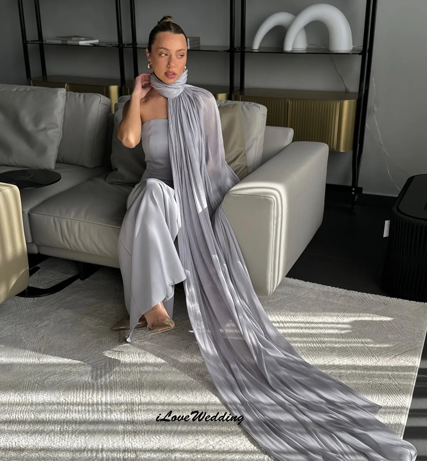 

Light Grey Strapless Elegant Prom Dresses 2025 Satin Ribbons Women Party Dress Formal Gowns For Women Floor Length Customized