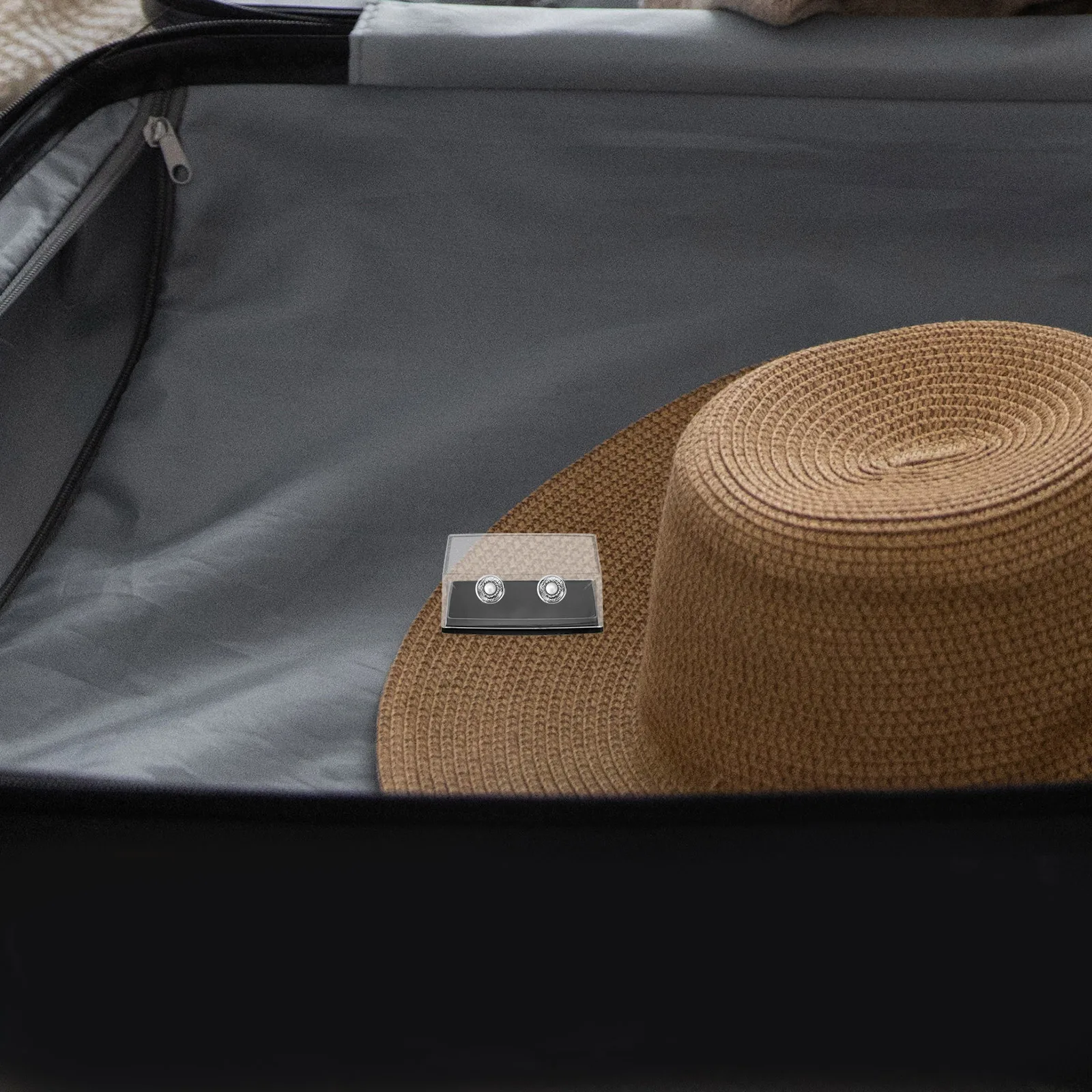 18 قطعة أزرار أكمام صندوق منظم الرجال المحمولة تخزين المجوهرات واضح عرض حالة السفر حلقة حامل الملحقات الصغيرة