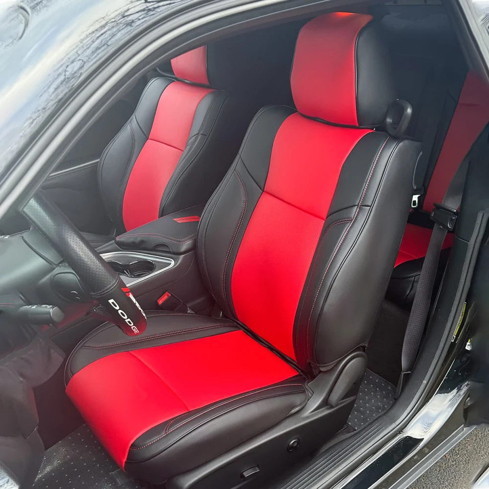 Maßgefertigte Autositzbezüge, 5-Sitzer, Komplettset, hochwertiges Sportleder für Dodge Challenger 2008-2024 – Detail 8