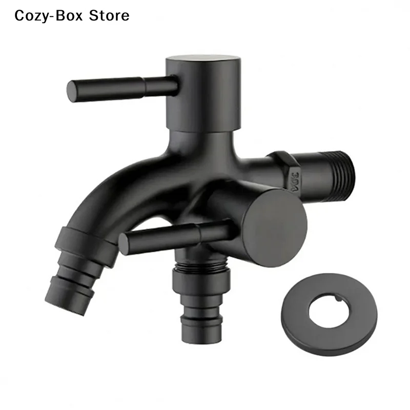 [ZY]304 Stainless Steel Faucet One Into Two Out Multifunction Double-outlet Washing Machine Faucet Garden Sink Pool Faucet[ZY]