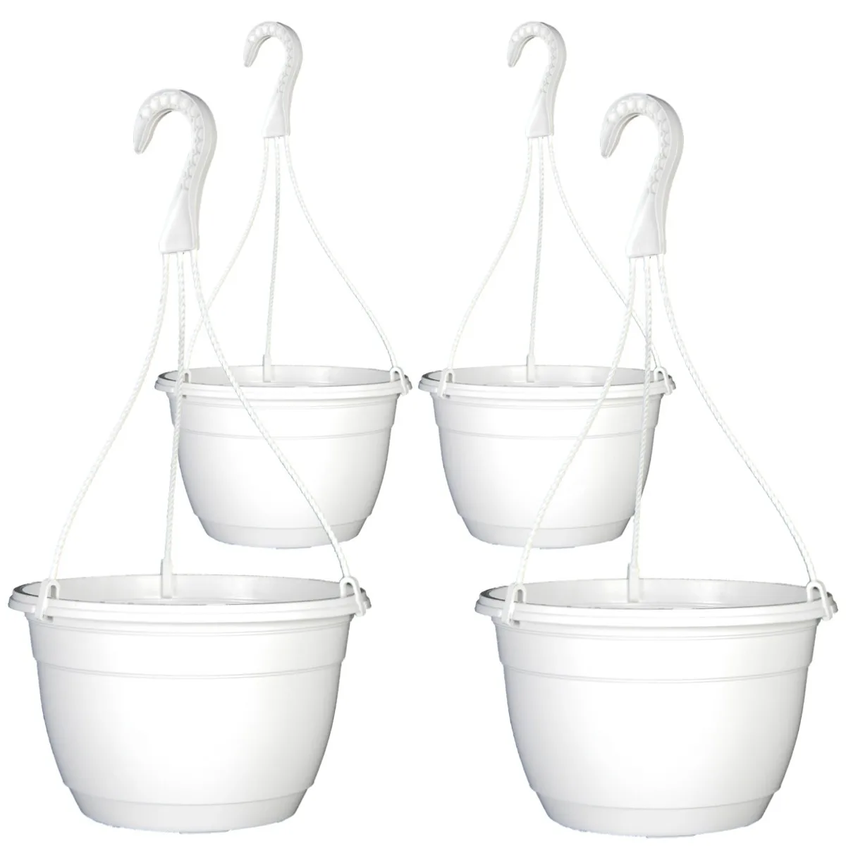 

10 Inch TEKU Plastic Hanging Basket White (4 Pack) Decorate With Plants!