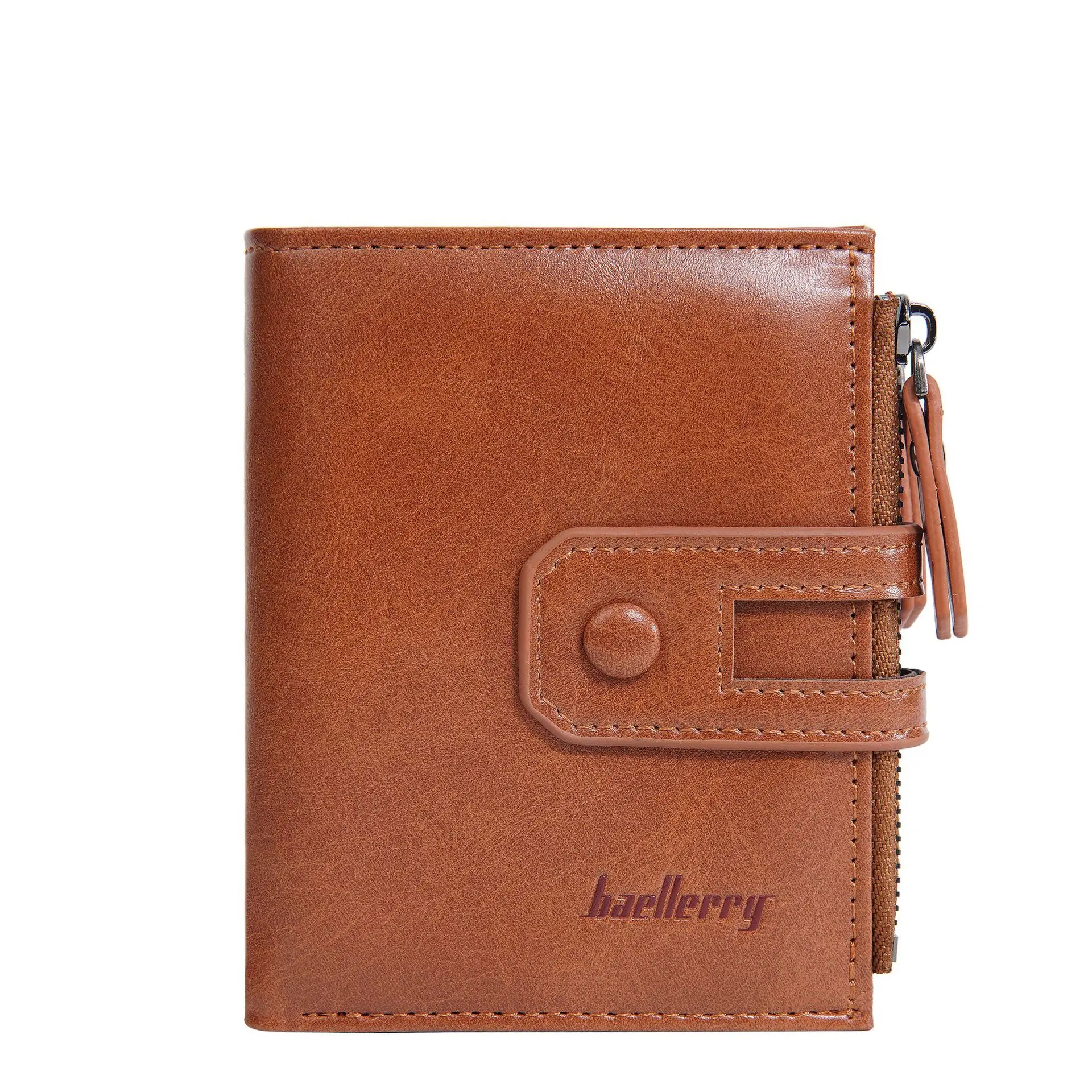 

2025 Classic Retro Men Business Wallet RFID Anti-Theft Man Pu Leather Bifold Wallet Double Zipper Coin Purse Credit Card Holder