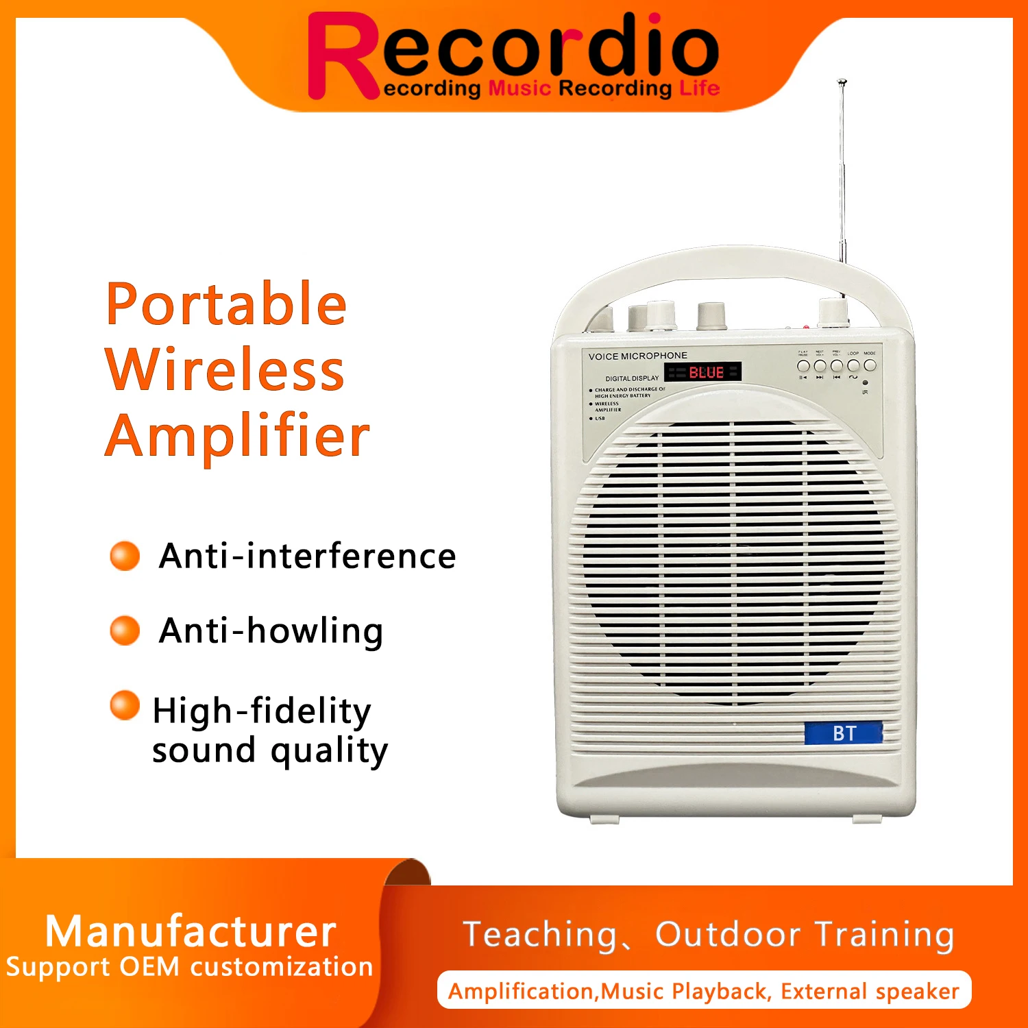 

GAS-AT112 Wireless Bluetooth amplifier high-power outdoor karaoke collar cliphandheld audio speaker for class and teaching