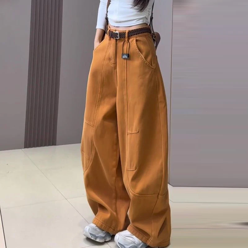 Orange jeans women's spring 2026 new unique super good-looking American thin commuter wide-leg scimitar pants