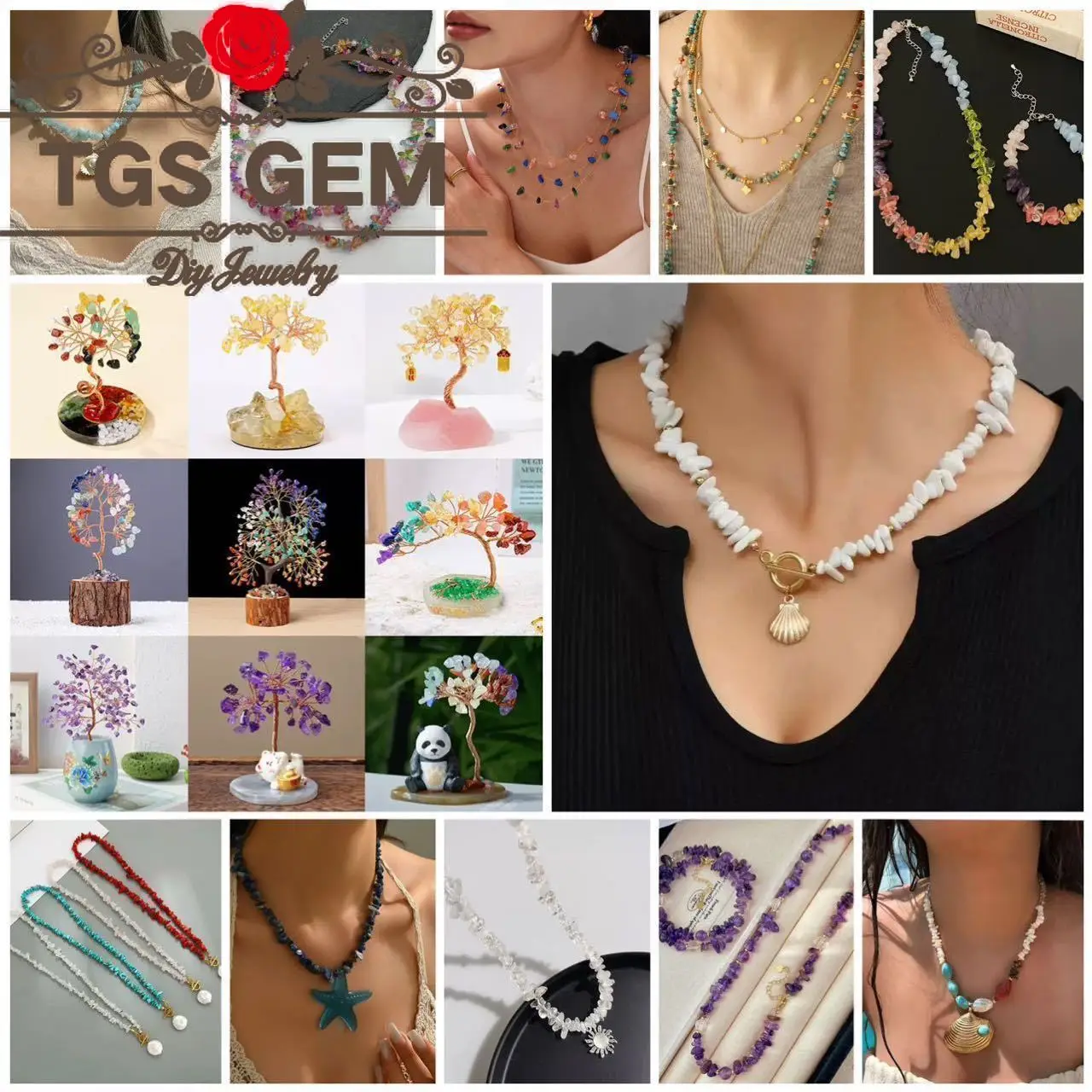 الشركة المصنعة الحجر الطبيعي AAA حجر الكريستال الأبيض الخرز غير النظامية العصرية DIY شجرة الطاقة سوار Accessories15 in
