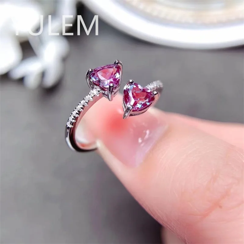 LAB Alexandrite Lady's RING 925 Sterling Silver New Style Recommendation Heart Engagement Rings for Women