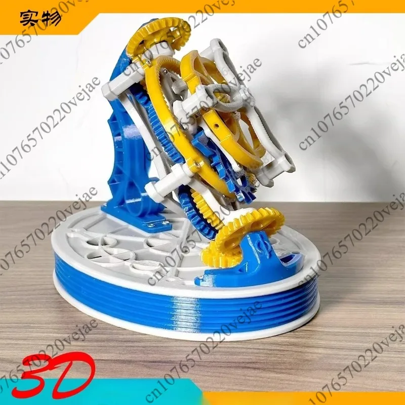 Dual Axis Tourbillon Model Metal Spring Power 3D Printing Pendulum Clock Mechanical Principle Desktop Pendulum Gear Art
