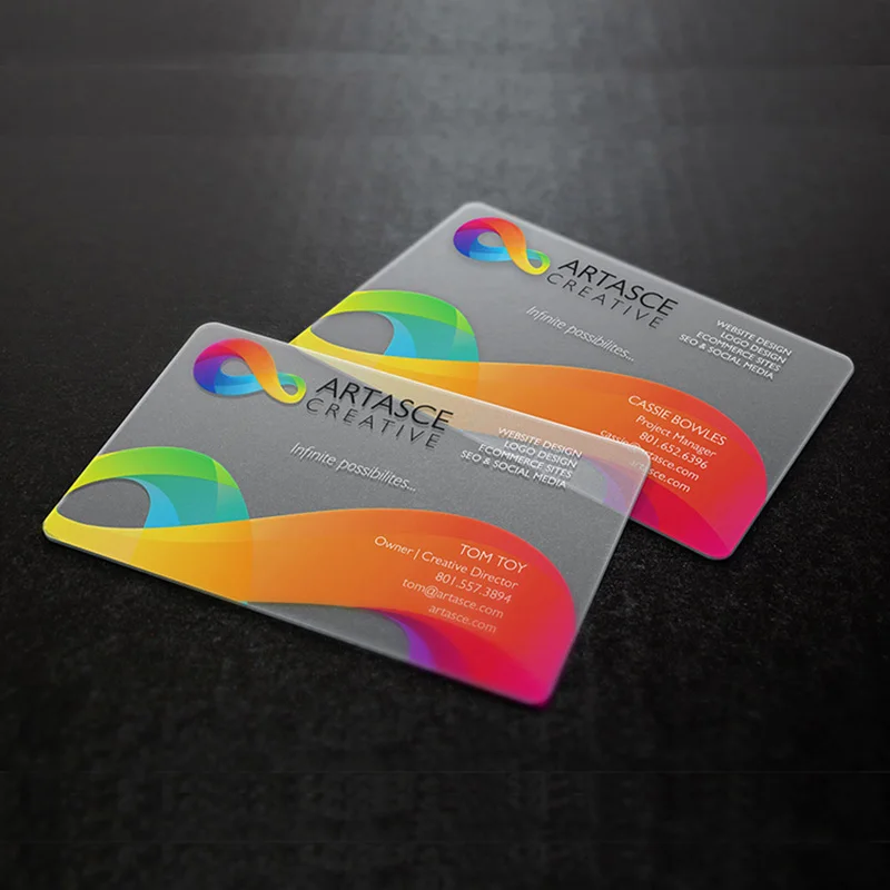 Custom Transparent PVC Business Cards Customize Waterproof Thank You Card Print One Side Round Cornor Office Supplies Plastic