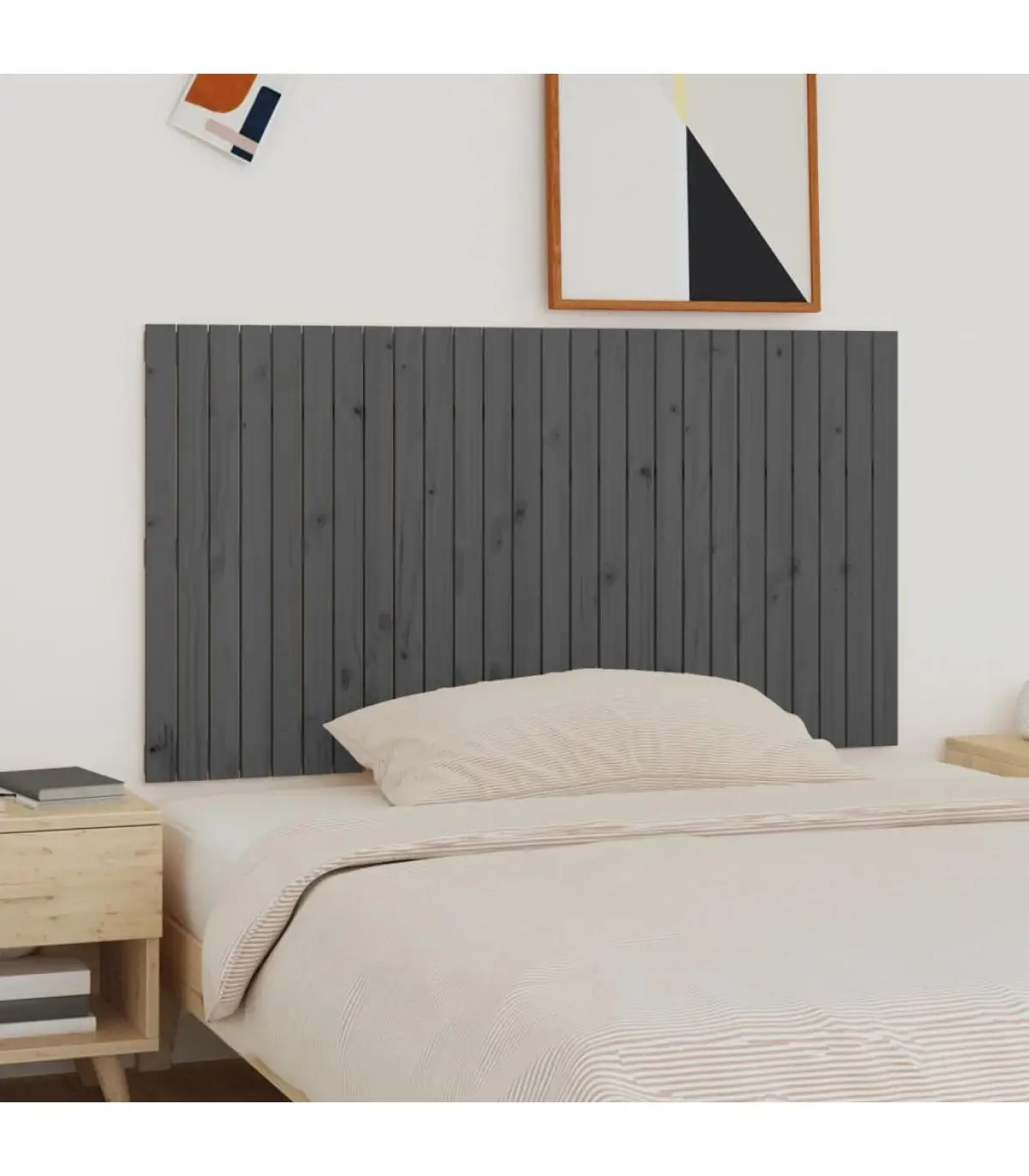 Headboards and Feet Bed Headboard Wall Solid Wood Pine Grey 166x3x90 cm