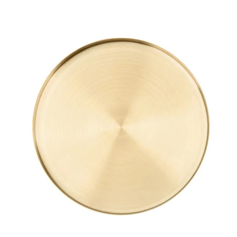

Kitchen Stainless Steel Storage Tray Decorative Trays Organizer Jewelry Display Plate Round Shape Gold Tray Kitchen Storage