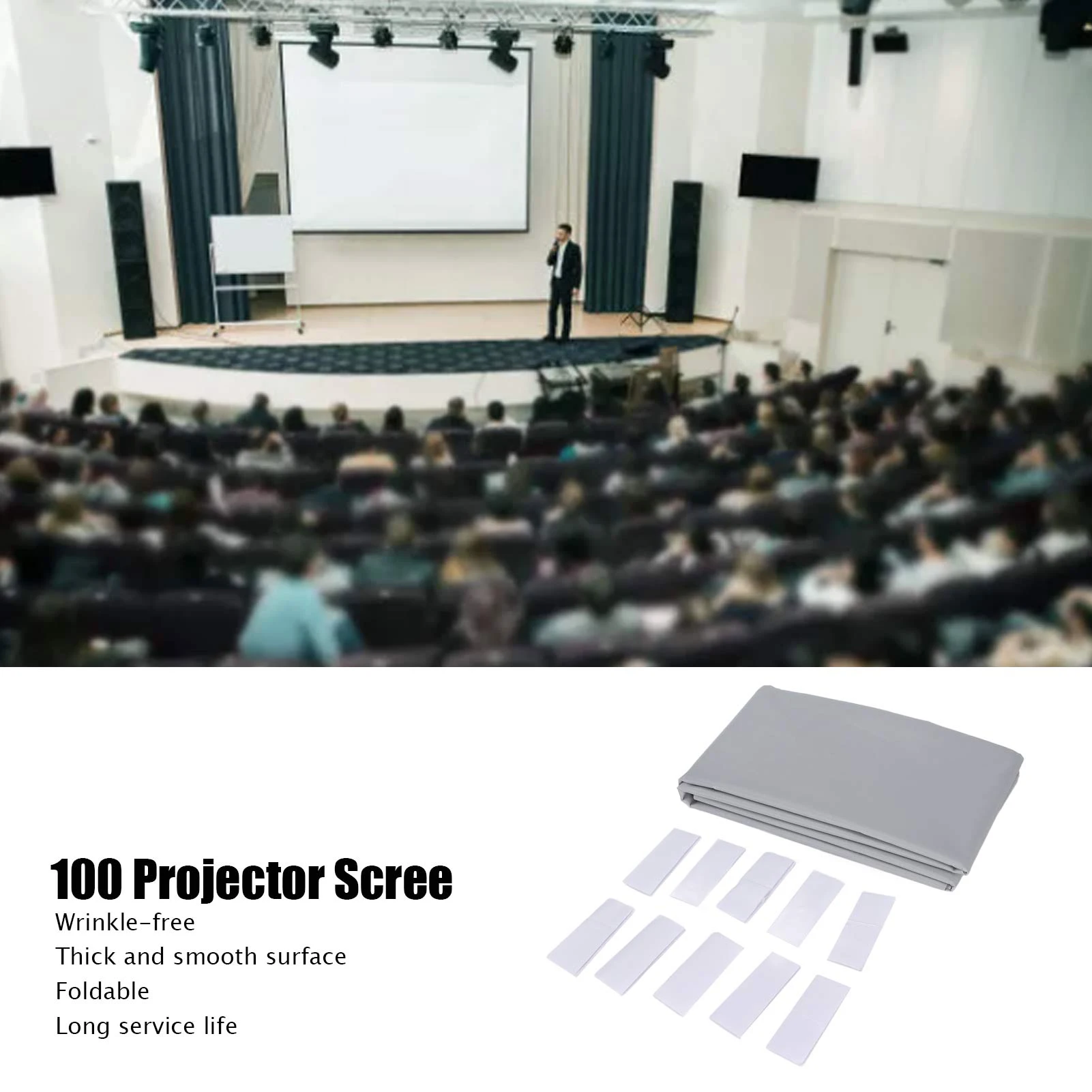 100 Inch Projector Screen Smooth  100 Projector Screen Wide Application Double Sided for Theater for Home for Classroom